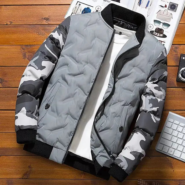 Men's Camouflage Bomber Jacket - Thick Warm Windbreaker
